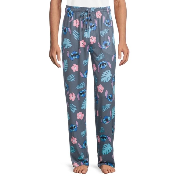Stitch Men's Poly Sleep Pants, Size Medium (8-10), Relaxed Fit, Pull-On, Gray - Picture 1 of 5